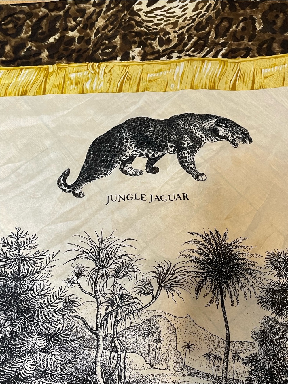 Vintage Gianfranco Ferré Jungle Jaguar 100% Silk Scarf 35” Designer Animal Print - Picture 2 of 7